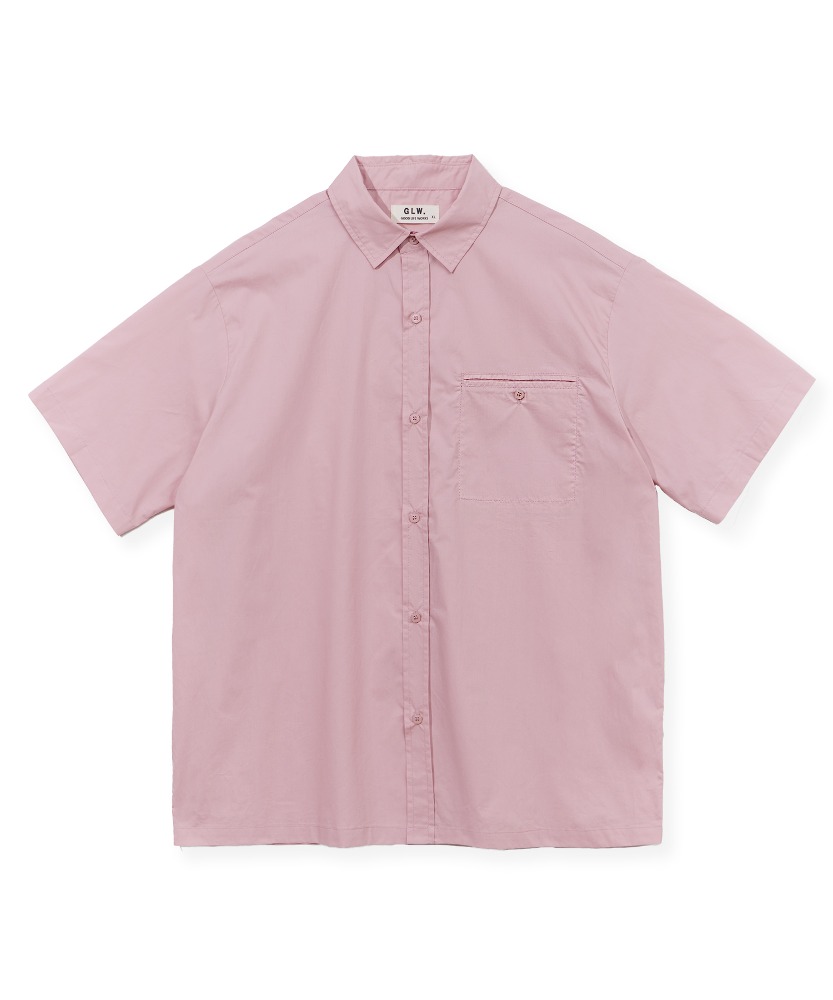 오버사이즈 립 포켓 하프 셔츠 핑크